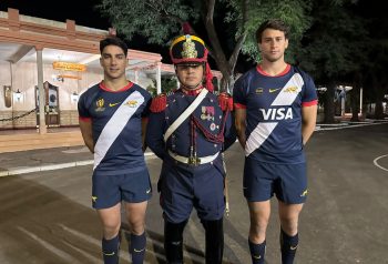 Jugadores de Los Pumas con la camiseta de la Seleccion Argentina de rugby