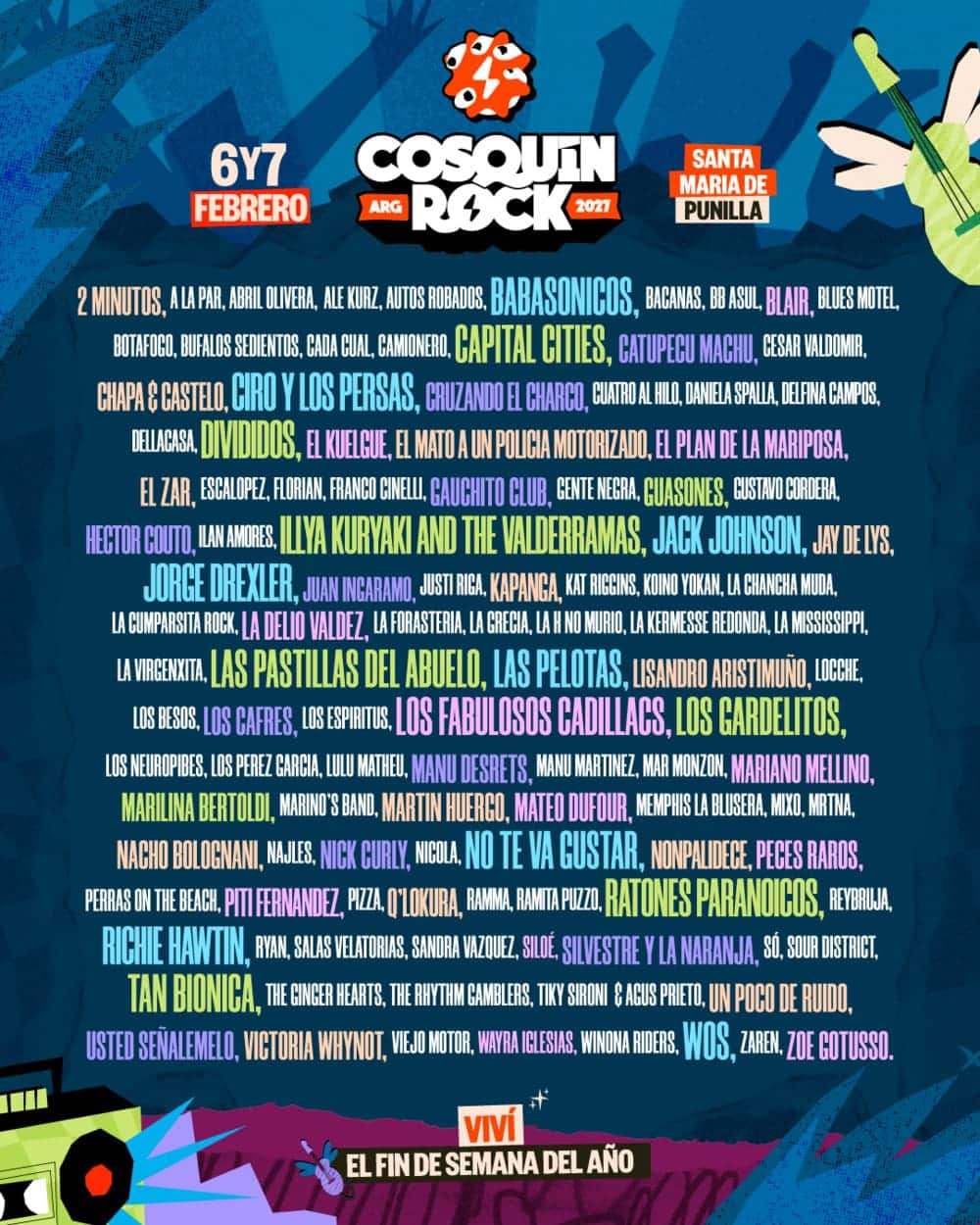 Imagen de Cosquín Rock 2027 con artistas de la grilla