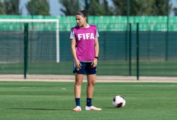Jugadora argentina durante la práctica en el Complejo Mohammed VI