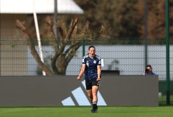 Mercedes Diz en un festejo mundialista