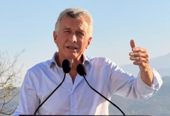 Mauricio Macri durante una actividad del PRO al aire libre, en una imagen de archivo