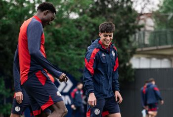 Jugadores de San Lorenzo en la última práctica